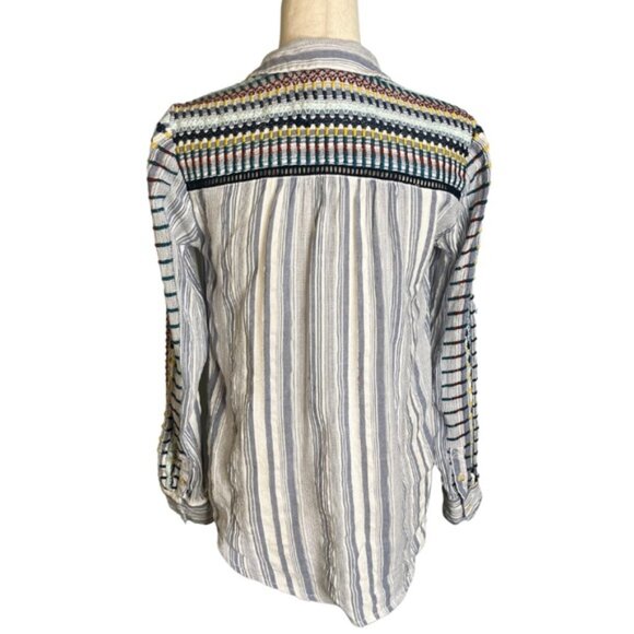 Pilcro & the Letterpress Anthropologie Long Sleeve Button Down Shirt Embroided S - Picture 3 of 10
